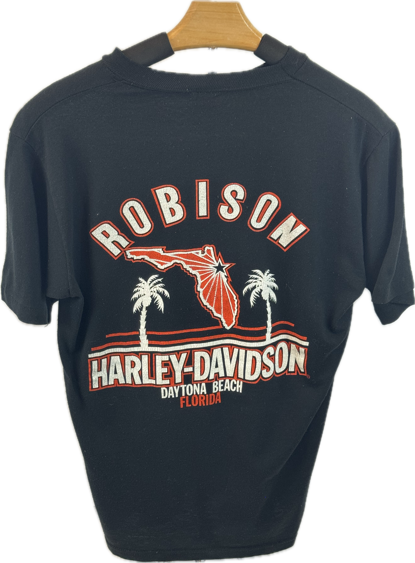 Vintage Bike Week 88 Daytona Beach Florida Robinson Harley Davidson Medium (38-40) T-Shirt Back Side